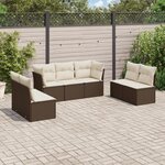 vidaXL Salon de jardin avec coussins 7 Pièces marron résine tressée