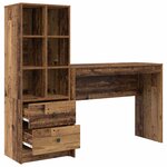 vidaXL Bureau avec tiroir avec étagère avec stockage 2 Pièces Bois ancien