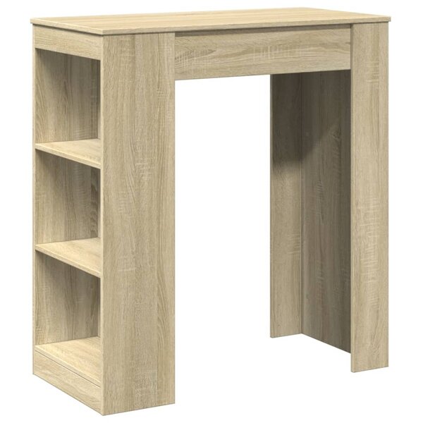 vidaXL Table de bar avec étagères chêne sonoma bois d'ingénierie
