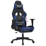 vidaXL Chaise de jeu avec repose-pied Noir et bleu Similicuir