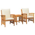 vidaXL Ensemble de canapé de jardin 3 Pièces Marron Bois d'acacia massif