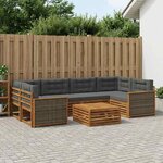 vidaXL Ensemble de canapés d'extérieur 7 pc Naturel et Anthracite