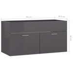 vidaXL Armoire d'évier Gris brillant 90x38 5x46 cm Bois d’ingénierie