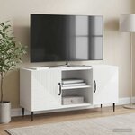 vidaXL Meuble TV Blanc brillant 102 x 34 5 x 50 cm Bois d'ingénierie