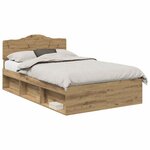 vidaXL Cadre de lit Chêne artisan 120 x 200 cm Bois de pin massif