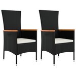 vidaXL Ensemble à manger de jardin avec coussins 3 Pièces Noir