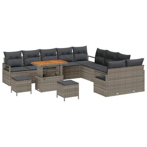 vidaXL Ensemble de canapé de jardin 13 Pièces Gris 90 x 55 x 71 cm