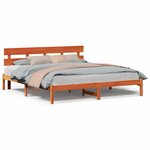 vidaXL Cadre de lit marron ciré 200x200 cm avec tête de lit en bois massif de pin