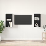 vidaXL Meuble TV mural 2 Pièces Chêne Noir 37 x 37 x 72 cm