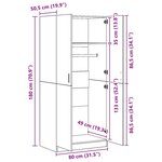 vidaXL Garde-robe Sonoma gris 80x52x180 cm Bois d'ingénierie