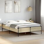 vidaXL Cadre de lit chêne sonoma 120x200 cm bois d'ingénierie et métal