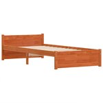 vidaXL Cadre de lit Brun cire 205.5 x 95.5 x 51 cm Pin massif