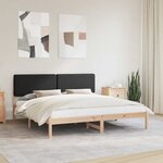 vidaXL Cadre de lit avec tête de lit rembourrée Noir 200 x 200 cm