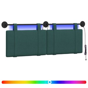 vidaXL Tête de lit suspendue Avec lumière LED Vert foncé Tissu