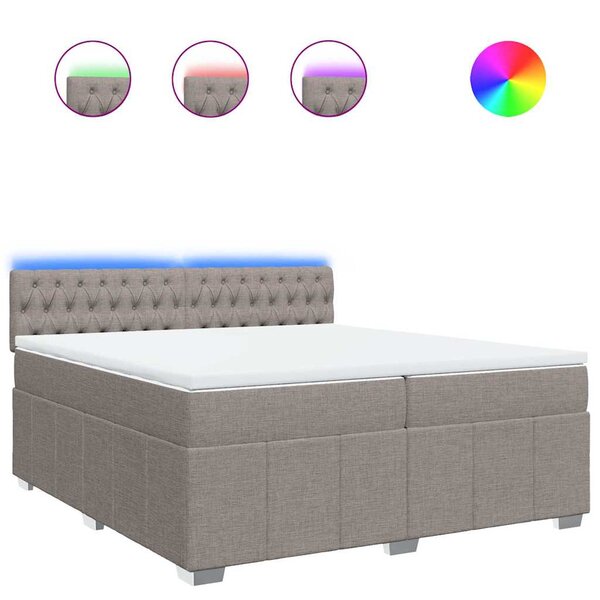 vidaXL Sommier à lattes de lit avec matelas Taupe 200x200 cm Tissu