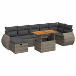 vidaXL Salon de jardin 5 Pièces avec coussins gris résine tressée acacia