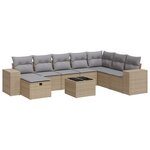 vidaXL Salon de jardin avec coussins 9 Pièces beige résine tressée