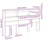 vidaXL Armoire tête de lit avec LED chêne noir 180x17x102 cm