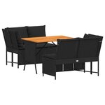 vidaXL Salon de jardin 3 Pièces avec coussins noir résine tressée