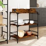 vidaXL Chariot de cuisine chêne fumé 81 5x41x92 5 cm bois d'ingénierie