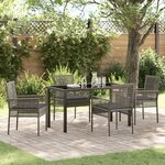 vidaXL Ensemble de repas de jardin 5 pièces avec coussins Gris Poly Rattan