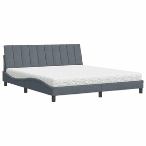 vidaXL Lit avec matelas Hanko gris foncé 180x200 cm velours