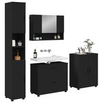 vidaXL Ensemble de mobilier de salle de bain avec tiroir 4 Pièces Noir
