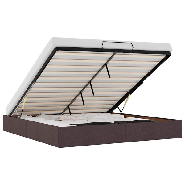 VidaXL Cadre de lit ottoman sans matelas marron foncé 160x200 cm tissu