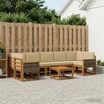 vidaXL Ensemble de canapés d'extérieur avec coussin 6 Pièces Naturel