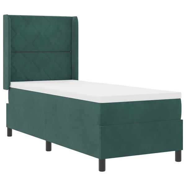 vidaXL Lit à ressorts avec tête de lit Vert foncé 80 x 200 cm Velours
