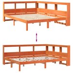 vidaXL Lit bibliothèque sans matelas cire marron 150x200 cm pin massif
