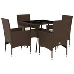 vidaXL Ensemble à manger de jardin et coussins 5Pièces marron rotin verre