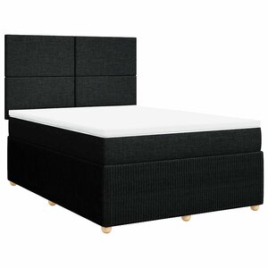 vidaXL Sommier à lattes de lit avec matelas Noir 140x190 cm Tissu