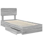 vidaXL Lit de Rangement Gris Sonoma 90 x 200 cm Bois d'ingénierie