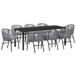 vidaXL Set de jardin 9 pièces Gris Rotin Poly