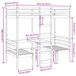 vidaXL Lit mezzanine avec bureau et chaises brun cire 75x190 cm pin