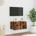 vidaXL Meuble TV mural avec lumières LED chêne fumé 60x35x31 cm