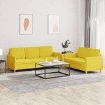 vidaXL Ensemble de canapés 2 Pièces avec coussins Jaune clair Tissu