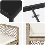 Ensemble de salle à manger de jardin 5 pièces avec coussins beige poly rattan