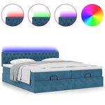 VidaXL Cadre de lit ottoman avec matelas bleu foncé 160x200 cm velours