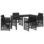 Ensemble de Salle à Manger de Jardin 5 Pièces avec Coussins Noir Poly Rattan