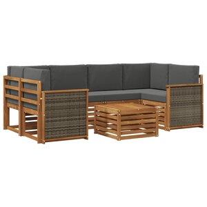 vidaXL Ensemble de canapés d'extérieur 7 pc Naturel et Anthracite