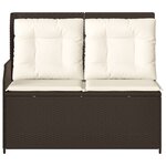 vidaXL Banc inclinable de jardin avec coussins marron résine tressée