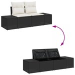 Ensemble de canapé de jardin 9 pièces avec coussins Noir Poly Rattan Acacia