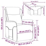 vidaXL Fauteuil inclinable Crème 67.5 x 93.5 x 101.5 cm tissu