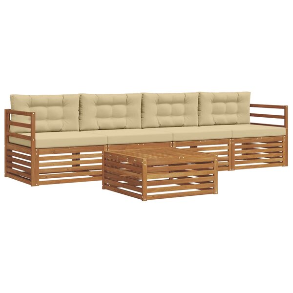 vidaXL Ensemble de canapés d'extérieur 5 pc Naturel et Beige
