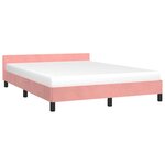 vidaXL Cadre de lit et tête de lit sans matelas rose 140x200cm velours