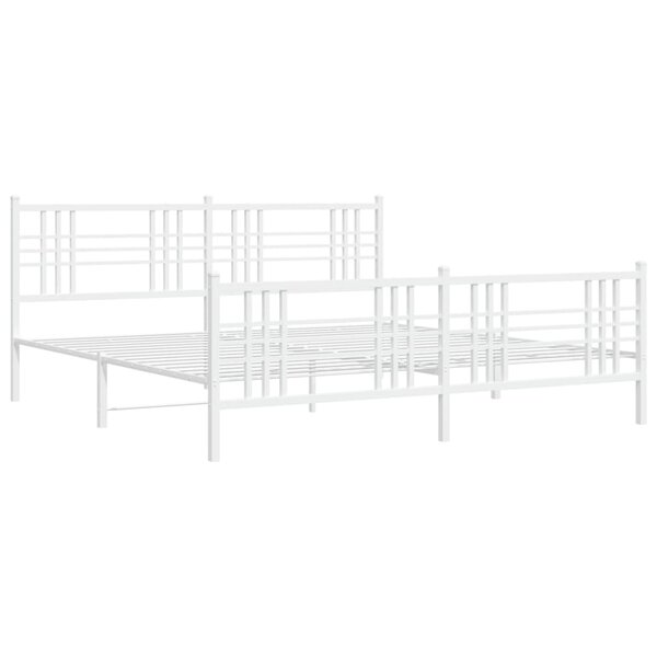 vidaXL Cadre de lit métal avec tête de lit/pied de lit blanc 183x213cm
