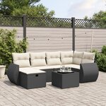 vidaXL Salon de jardin 7 Pièces avec coussins noir résine tressée