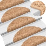 vidaXL Tapis d'escalier 30 pièces 56 x 17 x 3 cm Beige Demi-rond